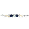 thumbnail image 2 of 925 Sterling Silver and 10K Yellow Gold Sky Blue Aquamarine Blue Sapphire and White Lab Grown Diamond Tennis Bracelet for Women (1.72 Cttw, Gemstone March Birthstone, Fully Adjustable up to 9 inch), 2 of 4