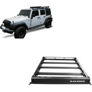 Black Horse Traveler Steel Roof Mounted Cargo Basket Rack(53.14"x49.92"x5.55") Black Compatible with 1987-2017 Jeep Wrangler|1997-2017 Jeep Wrangler|2007-2017 Jeep Wrangler-BA-JKBO