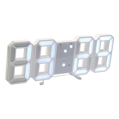 LEORX 1Pc Travel Alarm Clock White LED Night Light Clock with Large Numbers and Brightness Control