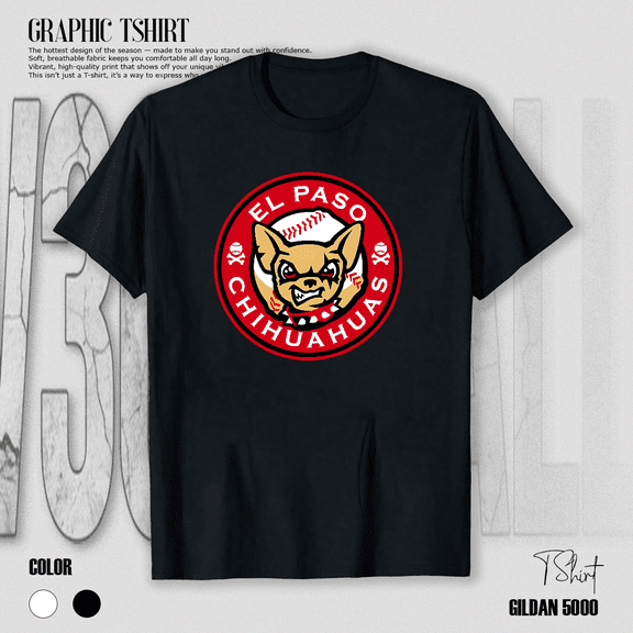 El Paso Chihuahuas Baseball Team Retro Minor League Logo Art Unisex T-Shirt V71012, up to size 5XL