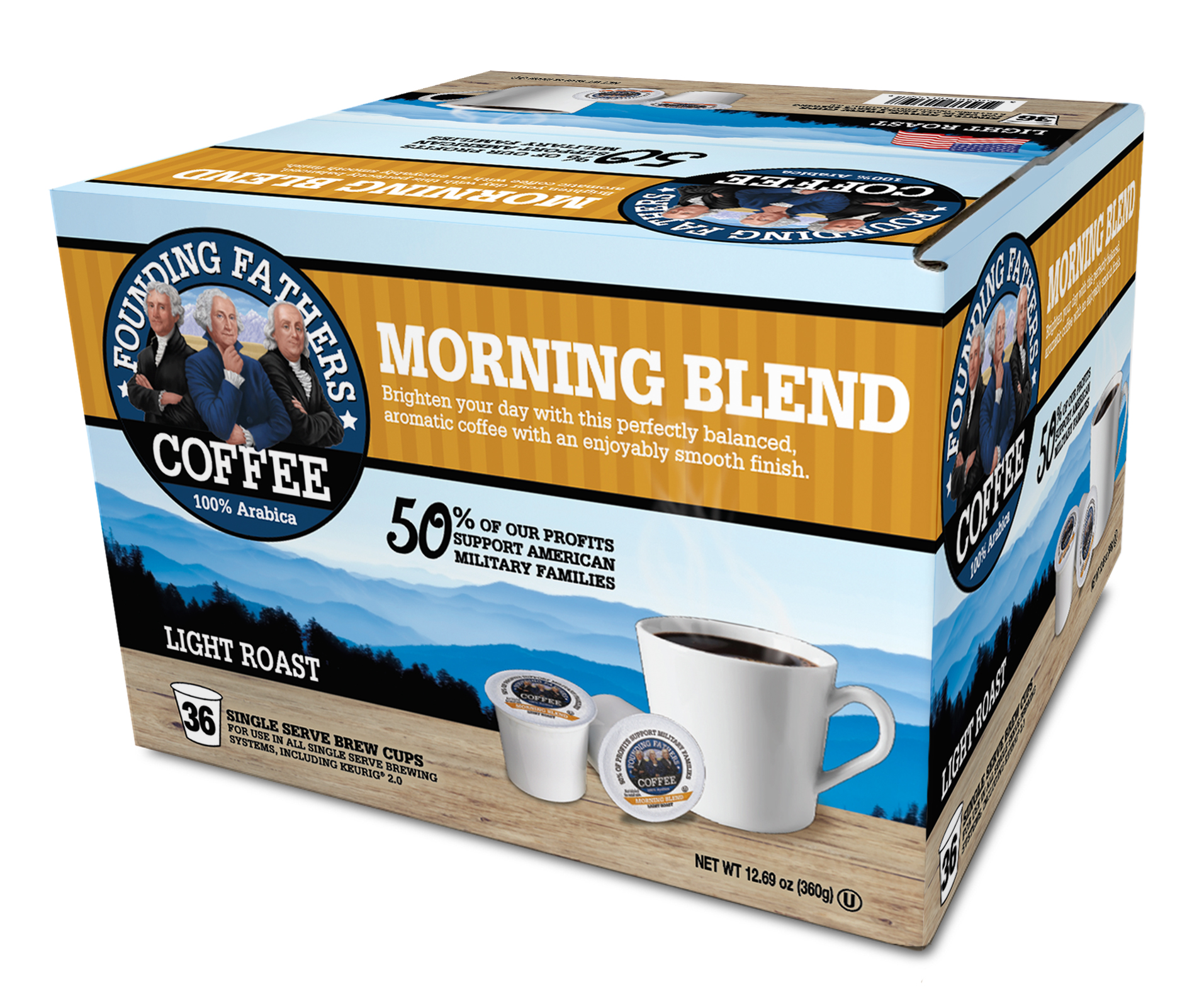 Founding Fathers Morning Blend Coffee 100 Arabica Kcups, 36 Count