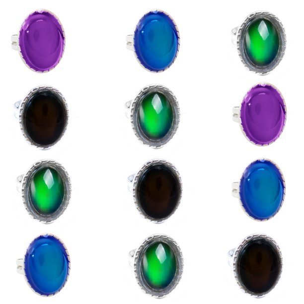 Frogsac 12 adjustable mood rings for kids oval color changing rings