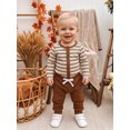 thumbnail image 4 of RUINIXCW Baby Boy Fall Outfit Striped Knit Long Sleeve Rompers  Elastic Pants Set, 4 of 8