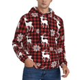 thumbnail image 2 of Wukai Plaid Reindeer Snowflakes Print Men Hoodies Fleece Sweatshirts Long Sleeve Sweaters Pullover Fall Outfits Winter Clothes-XX-Large, 2 of 7