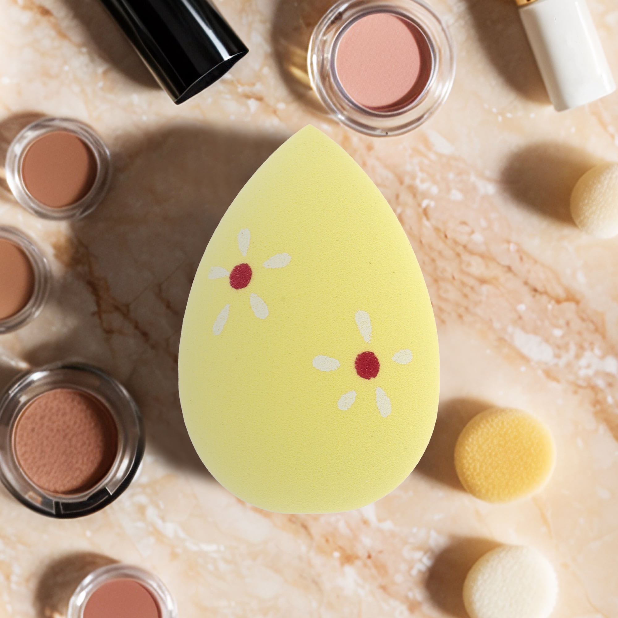 Unique Bargains 1 Pc Floral Face Makeup Sponge for Bedrooms Yellow