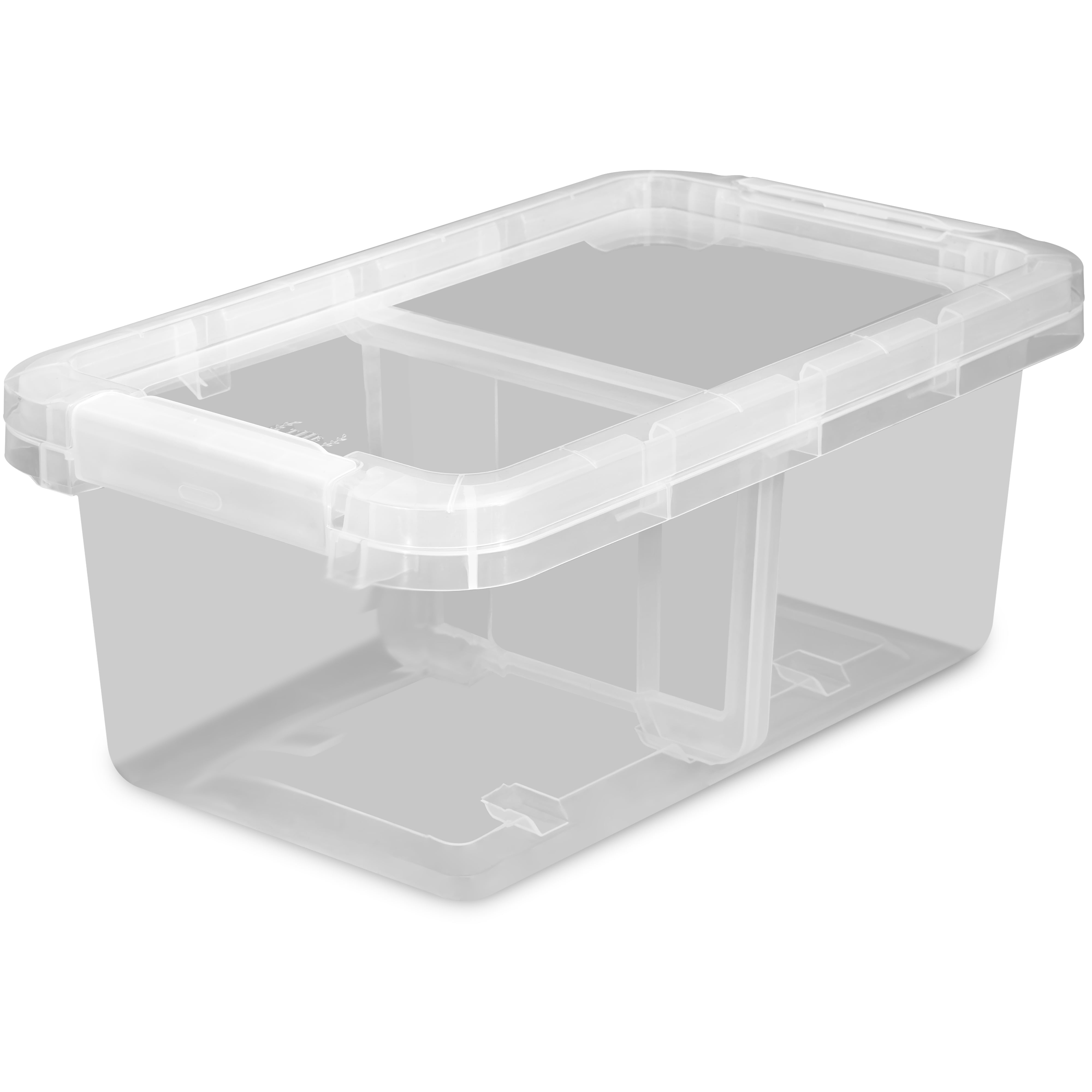 The Home Edit 17 Quart Clear Plastic Storage Bin with Divider, Adult, Set of 4