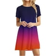 thumbnail image 2 of Patlollav $5 Dresses for Women Ladies Loose Casual Short Sleeve O-Neck Solid Mini Dress, 2 of 6