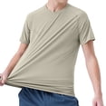 thumbnail image 6 of Men's Compression Shirt Mesh Short Sleeve Workout Gym Top Breathable Cool Dry Athletic Base Layer Undershirt T-Shirt for Sport Running Big and Tall Size M-3XL Khaki, 6 of 9