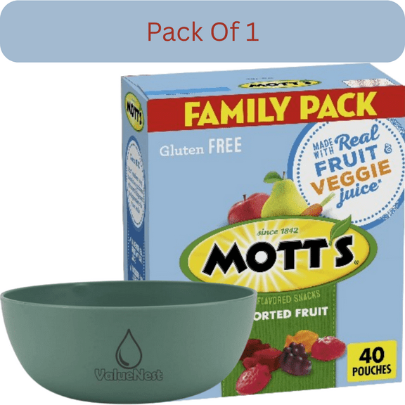 Mott’s Fruit Flavored Snacks Halloween Treats, Assorted Fruit, 40 Count 32 oz with Olive Green Bowl by ValueNest