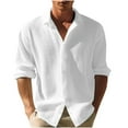 thumbnail image 2 of Blusa y camisa de manga larga con cuello vuelto para hombre, blusa holgada con botones y botones, color liso, tipo cárdigan, blusa de manga larga con cuello vuelto, blusa de poliéster para hombre, 2 of 6
