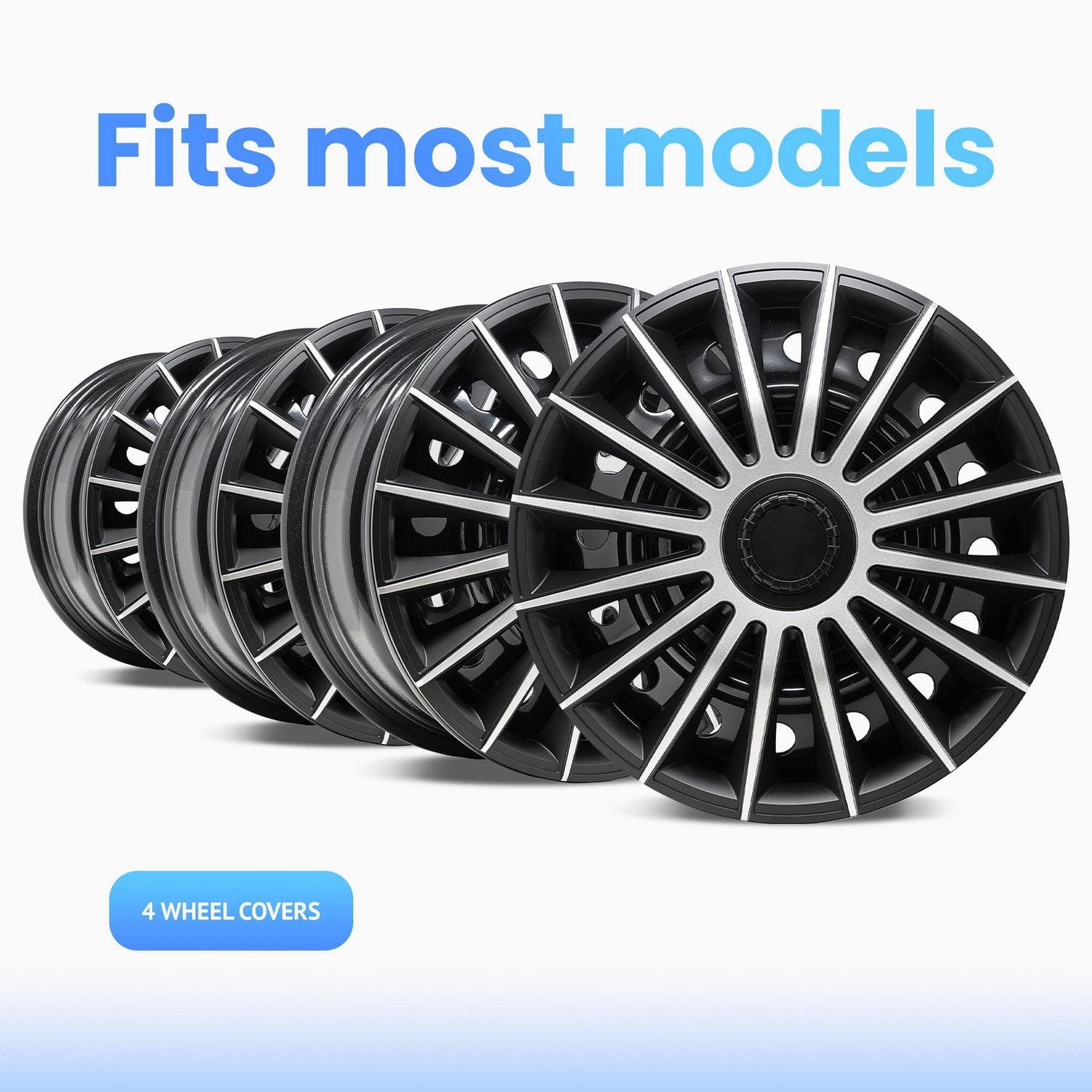 Alpena Enjoliveurs de roue Austin, 17 po, argenté et noir - ensemble de 4