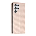 thumbnail image 4 of SaniMore for Samsung Galaxy S24 Ultra Wallet Case, Wrist Strap Magnetic Clasp, Card Slots Carbon Fibre Skin Shockproof TPU Anti-drop Anti-scractch Stand Business Full Body Protective Shell, Rosegold, 4 of 8