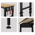 thumbnail image 3 of 48"x24"Adjustable Workbench with Power Outlet and Lockable Wheels, Rubber Wood Top Work Desk with Hook, Easy Assembly, Work Bench for Workshop, Office, Garage, Home, Black, 3 of 8