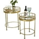 thumbnail image 1 of Juego de 2 mesas decorativas redondas con tapa de espejo con acabado dorado, 1 of 2