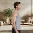 thumbnail image 6 of VICHVVY 2pcs Men's Tank Tops High Neck Summer Tanks Cami Sleeveless Tops Basic Shirt Ribbed Racerback Blouses Grey/Grey, 6 of 6