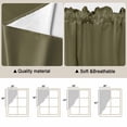 thumbnail image 3 of Sage Green Kitchen Window Curtains, Swag Curtains Valance for Bedroom Living Room Bathroom, Brown Solid Color Simple Abstract Rod Pocket Window Treatment Curtain Block Drapes 2 Panels 28"x36", 3 of 9