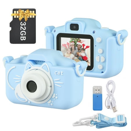 Image of Moobody X8 Digital 1080P Video 20MP Dual Lens 2.0 Inch IPS Screen Built-in Battery Cute Photo Frames Interesting Games with 32GB Memory USB Reader Neck Strap Birthday Christmas Gift f