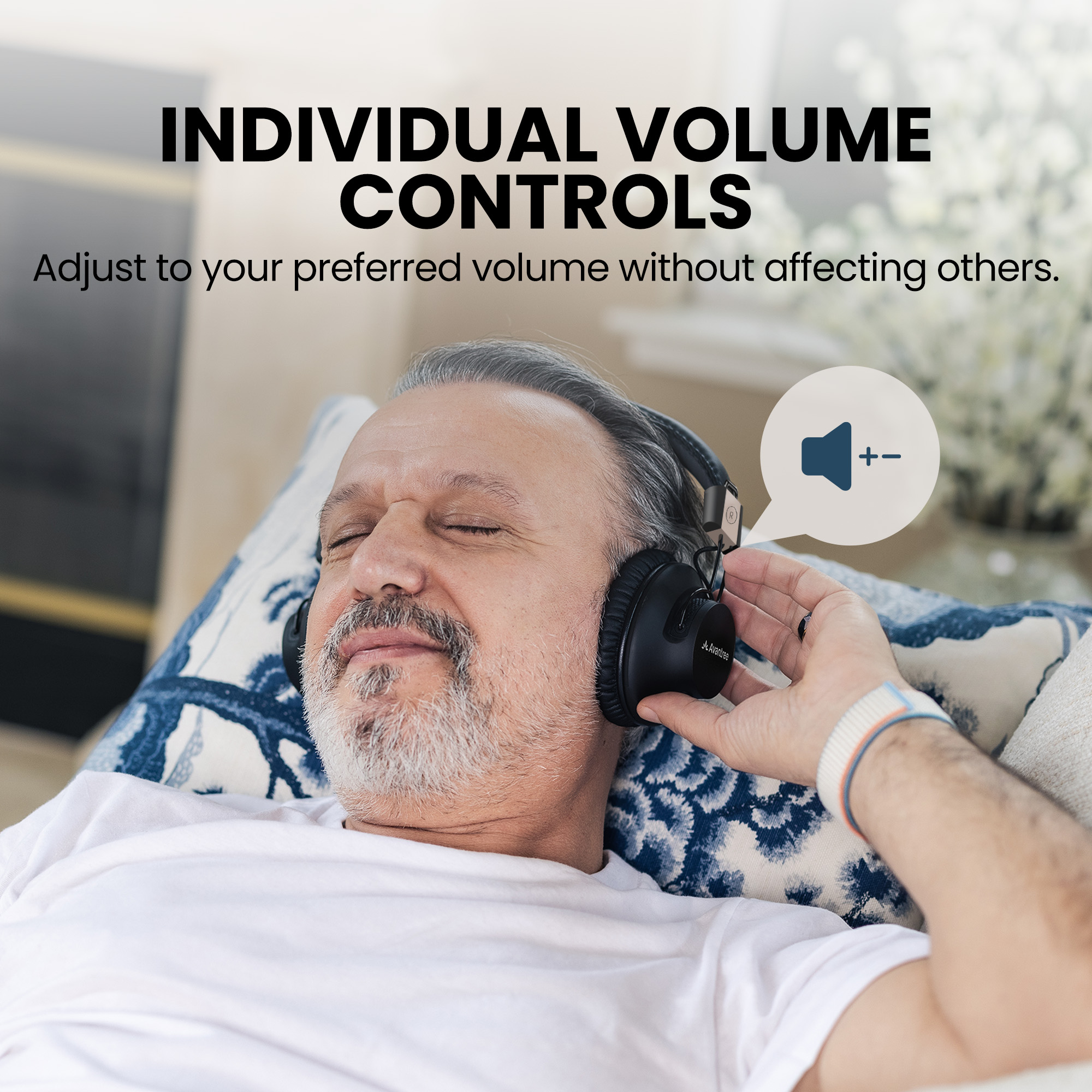 Avantree Quartet 2 - Bluetooth-Compatible Wireless Group Listening Headphones & Transmitter Set for Parties, Silent Discos, Church, TV - Multiple Rechargeable Headphones with Low Latency