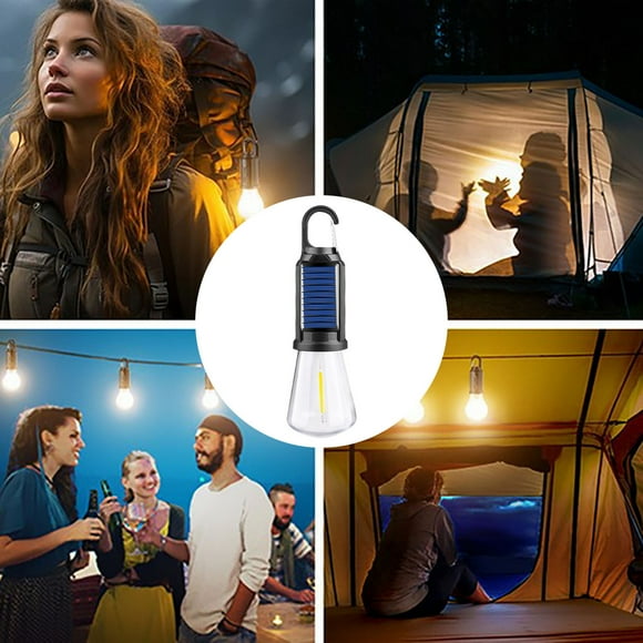 Solar Tent Lights Type C Rechargeable Led Camping Outdoor Hanging Light Bulbs with Clip Hook for Camping Easter Decorations Emergency Flashlight 1pcs