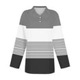 thumbnail image 2 of Lmnyox Striped Golf Shirt for Women 3/4 Length Sleeve Collared Button Tops Summer Dressy Casual T Shirts, 2 of 5