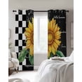thumbnail image 4 of Sunflower Blackout Curtains for Bedroom Living Room Darkening Curtains 84 Inch Length 2 Panels Set Yellow Flowers Black White Plaid Watercolor Window Curtain Window Treatment Grommet Drapes 42"x84", 4 of 9