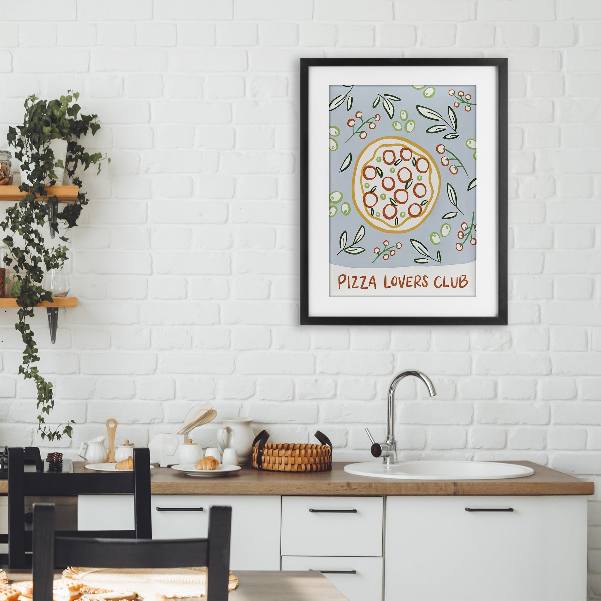 Stupell Industries Pizza Lovers Club Black Framed Print Under Glass, design by Amanda Houston