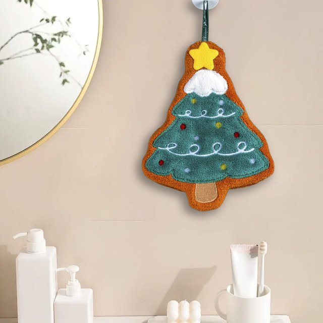 xihome Toallas de mano navideñas de polister, ideales para la cocina o el baño. Incluyen una presilla para colgarlas. Decoracin festiva.