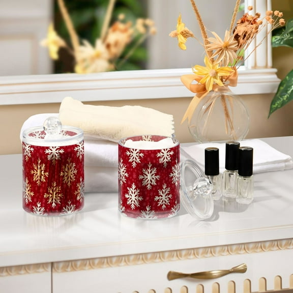 Ckdifva Christmas Snowflakes Pattern Storage Jar with Lid Acrylic Organization Storage Containers Set of 2