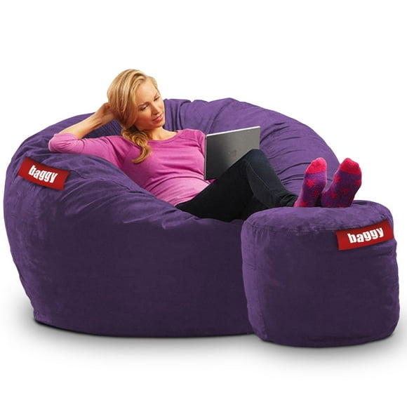 Puff Cama Matrimonial 2 en 1 con Taburete Baggy Morado 140 x 180 cm Baggy Puff Baggy 2 Bed Matrimonial con Taburete Purple 140 x 180 cm