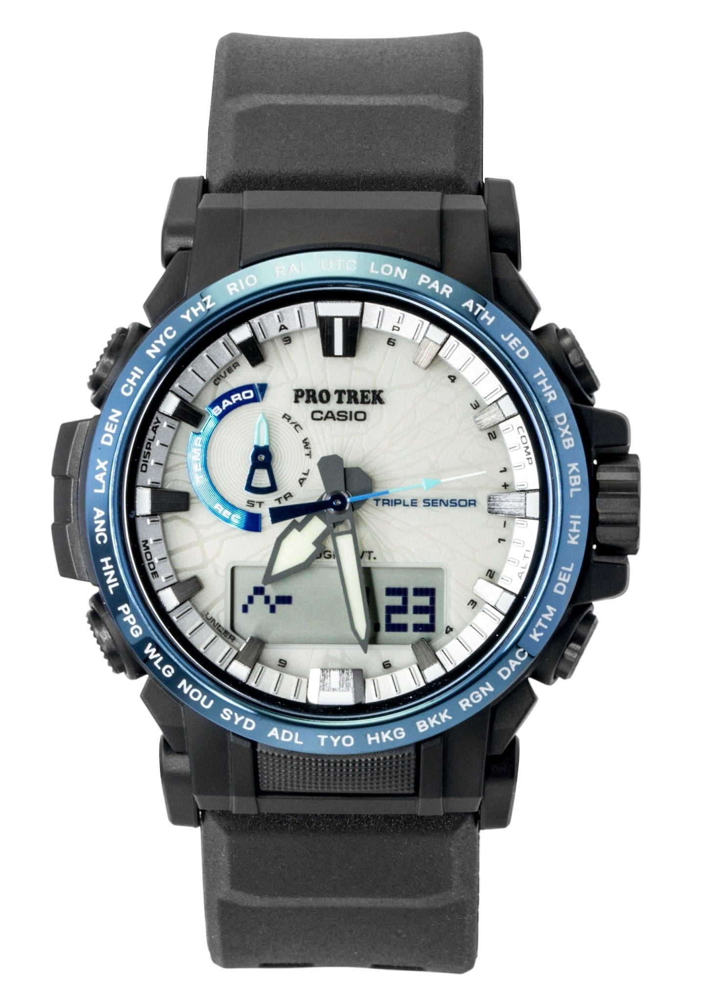 Casio, Men's Pro Trek Solar Atomic Watch, Triple Sensor, Black