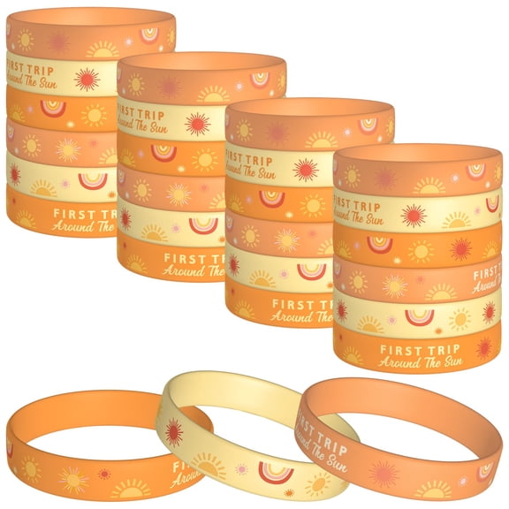 24Pcs Boho Sun Silicone Bracelet,Stretch Wristbands For Birthday Party Favors