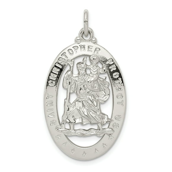 925 Sterling Silver Saint Christopher Medal Necklace Charm Pendant Religious Patron St