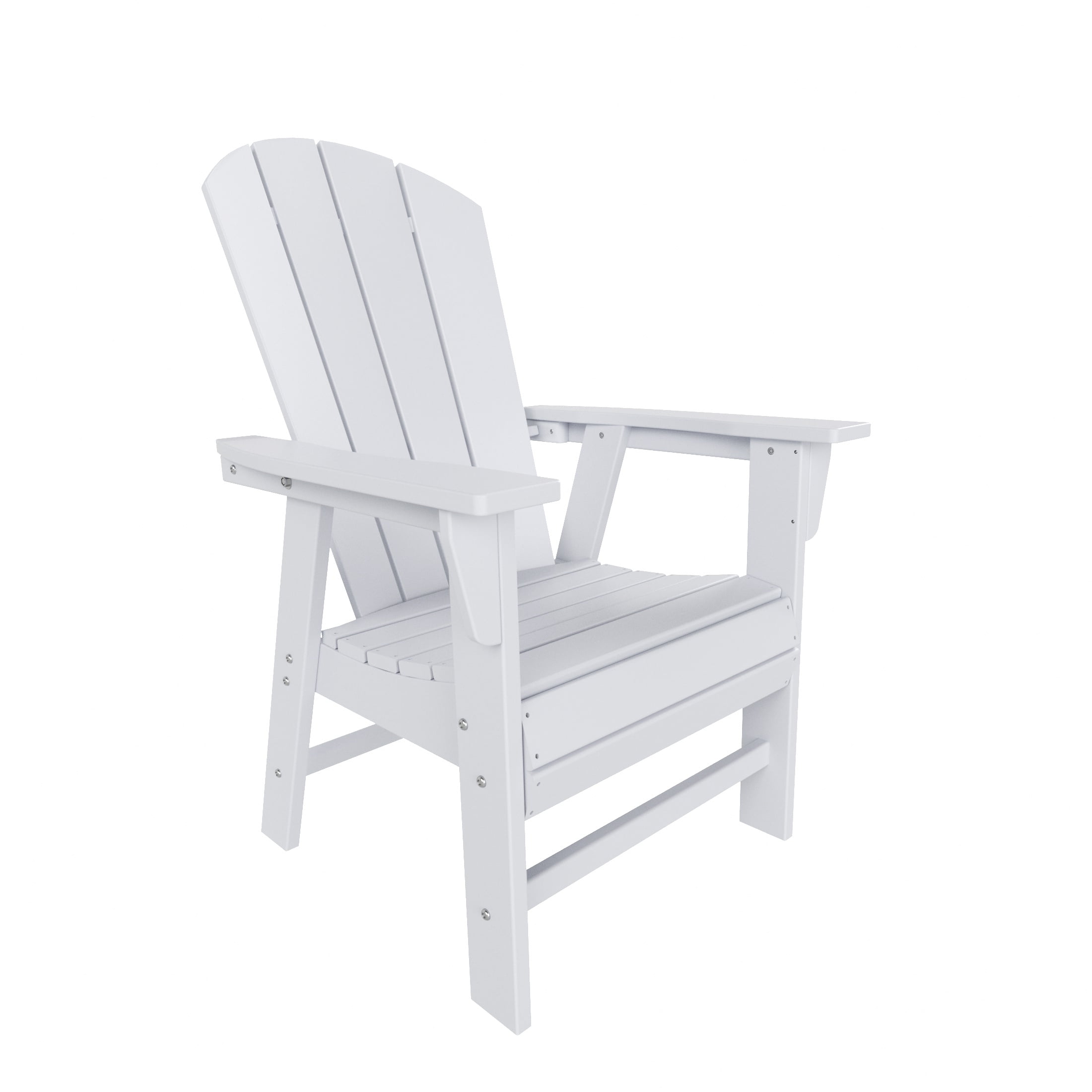 WestinTrends Malibu 7 Piece Adirondack Outdoor Dining Set, All Weather Poly Lumber Patio Table and Chairs Furniture Set, 71" Trestle Dining Table and 6 Adirondack Dining Chair, White
