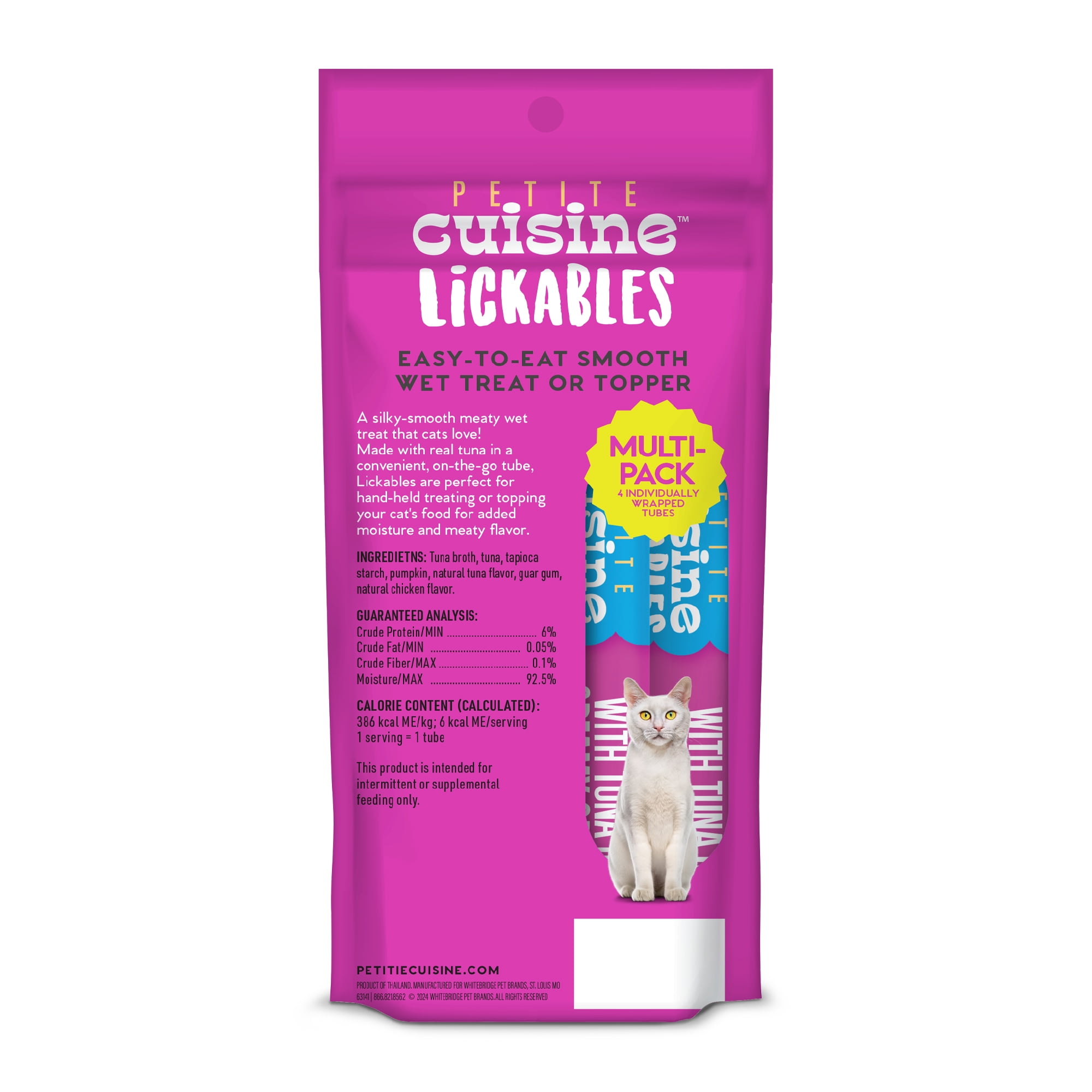 Petite Cuisine Lickables Wet Cat Treats, Tuna in Creamy Gravy, 2 oz. Pouch (12 Count)
