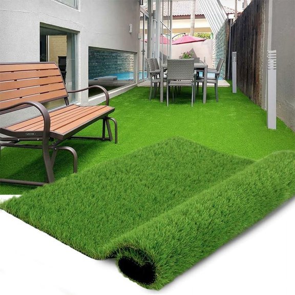 Petgrow Realistic Artificial Grass Rug, 1.38inch 3FTX10FT Thick Synthetic Grass Mat Fake Grass Turf, Indoor Outdoor Pet Patio Garden Balcony Astroturf Faux Grass Lawn Carpet, Custom Size Provided