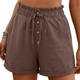 thumbnail image 1 of Pantalones Elásticos de Cintura para las Mujeres Bolsillo de Empalme de Encaje Pantalones Cortos Cómodos Casuales para las Mujeres Moda de Verano Primavera Y Verano, 1 of 2