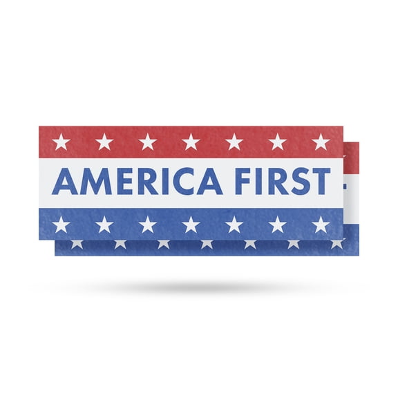 America First Vinyl Decal 2 Pack of 12 Inch x 5 Inch Weatherproof Heavy-Duty Adhesive Backing | Patriotic Slogan, National Pride, Outdoor Use | Made in USA