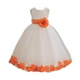 thumbnail image 2 of Ekidsbridal Girl Bridesmaid Flower Girl Dress - Ivory Flower Petals Dress with Bow Sash 302T-A (Size: S-16), 2 of 3