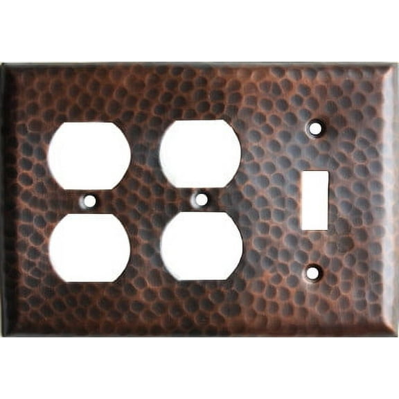 Double Outlet Switch Hammered Copper Plate