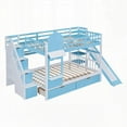 thumbnail image 4 of Full-Over-Full Castle Style Bunk Bed with 2 Drawers 3 Shelves & Slide - Stable & Fun Blue Bed, 4 of 26