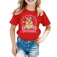 thumbnail image 3 of WhouRiu Toddler Girls' Tshirt Capybara Print Short Sleeve Tee Children Cozy Loose Sports Wear Breathable T Shirts Red,Sized 3-4, 3 of 3