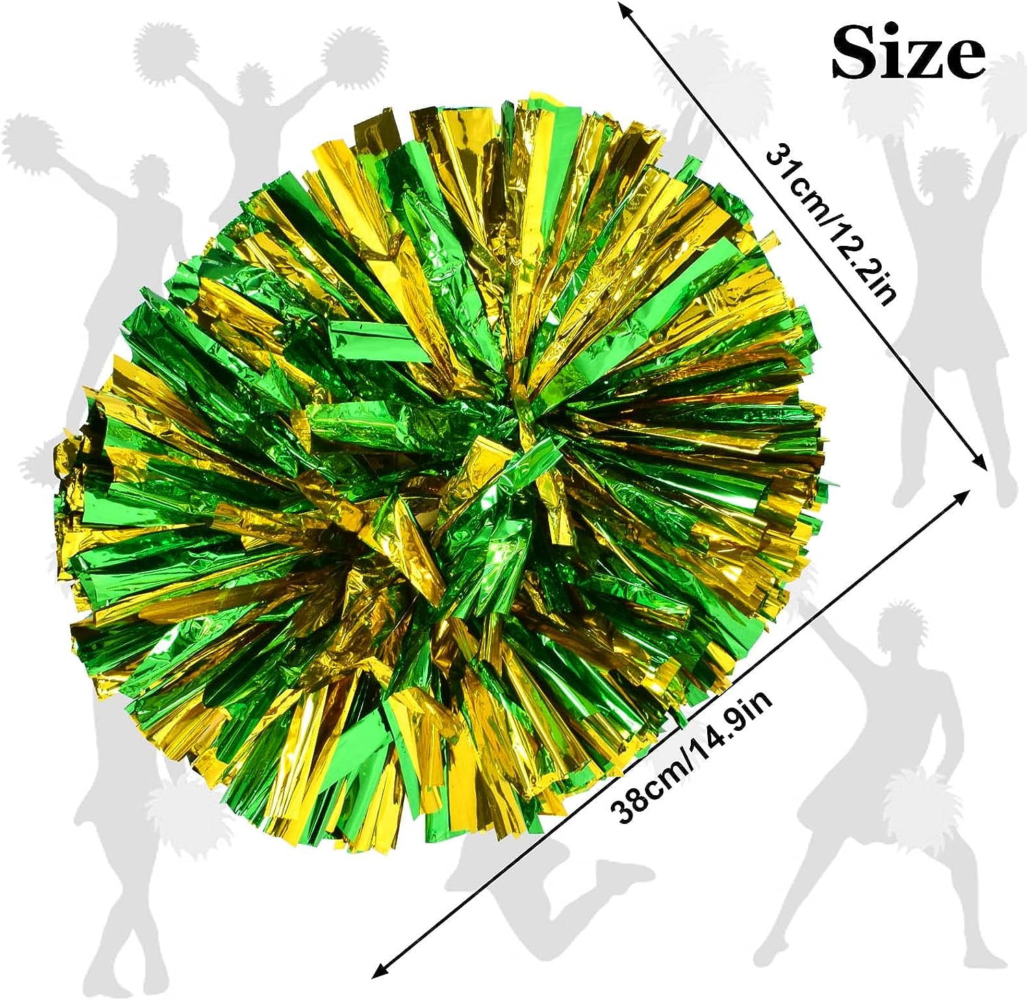 LINLIN Pom Poms Cheerleader 2 Pieces Metallic Cheerleading Pompons Flower Ball, Aerobics Cheerleading Pom Poms, for Sports Dance Cheerleading Pompons Plastic