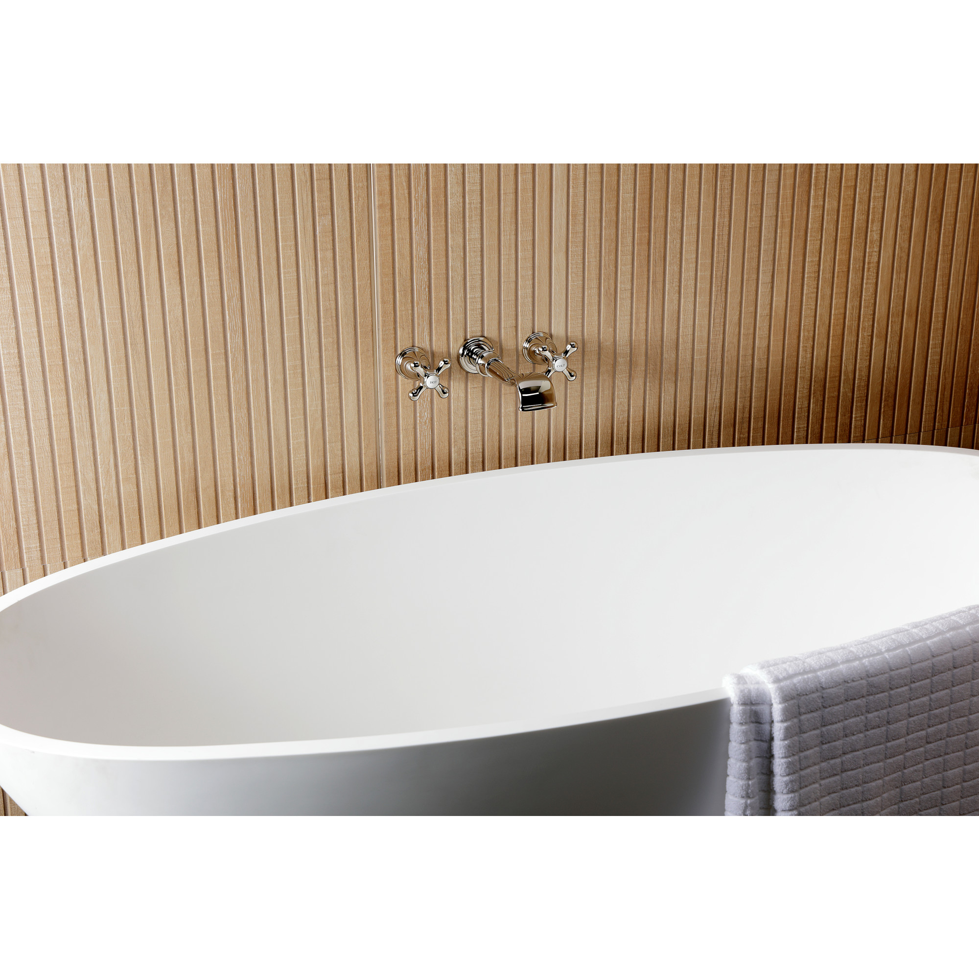 Kingston Brass KS5026AX  Two-Handle Wall Mount Roman Tub Faucet, Polished Nickel