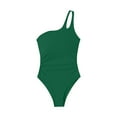 thumbnail image 5 of YTCAMLO Sleeveless One Shoulder Women's One Piece Swimsuit Trendy Solid Color Tummy Control Bathing Suits Full Coverage Cutout Swimwear, Army Green L, 5 of 5