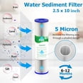 thumbnail image 2 of 5 Micron Water Filter 10 Inch 2.5 Inch, 10 Inch Whole House Sediment Pre-Filter Suitable for Well Water and Municipal Water, -35, 5-10, 1, 3--02, -25-1005, 6-Replace Filter Cartridge, 2 of 4