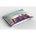 thumbnail image 2 of Ambesonne Fantasy Pillow Sham 2 Pack, City of Old Books Birds, 26"x20", Red and Blue, 2 of 3