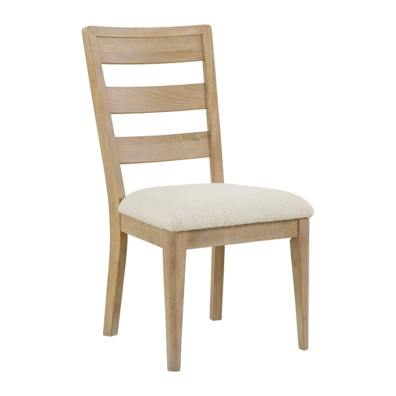 Brown Boucle Upholstered Ladder Back Dining Chairs (Set of 2)