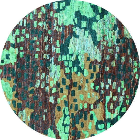 Ahgly Company Indoor Round Abstract Light Blue Contemporary Area Rugs, 7' Round