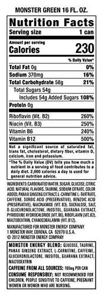 Monster Energy Drink, Green, Original, 16 Ounce (Pack of 15)