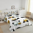 thumbnail image 2 of Construction Bedding King,Cartoon Excavator Tractor Print Comforter Cute Equipment Crane Truck Comforter Set Youth Bedroom Decor,White Yellow Quilt with 2 Pillow Cases, 2 of 6